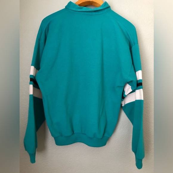 VTG MacGregor Teal and White Striped Polo Sweater Long Sleeve Mens Large - Picture 3 of 9